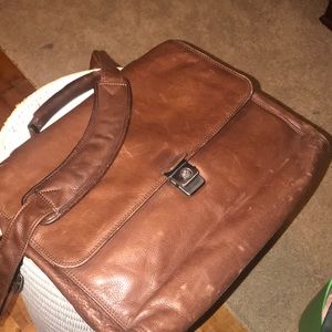 Leather Shoulder laptop bag//briefcase